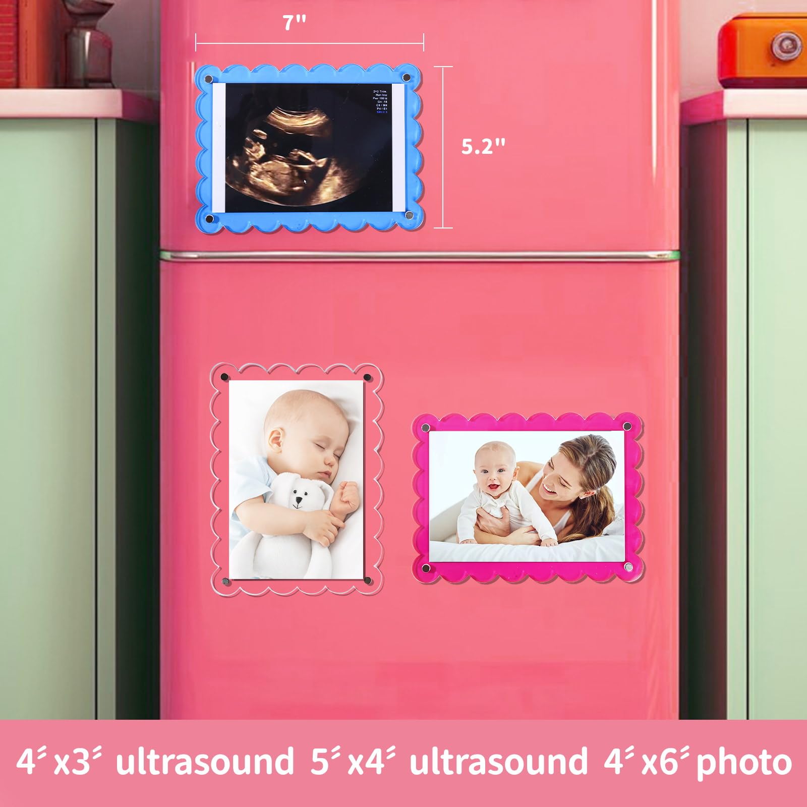 Mlatnod scalloped edges add nursery whimsy while keeping photos secure