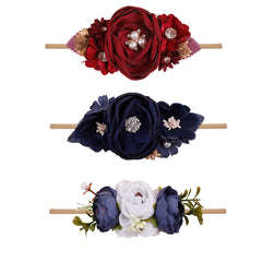 mligril baby girl floral headbands 3pc set—soft, stretchable for growing toddlers.