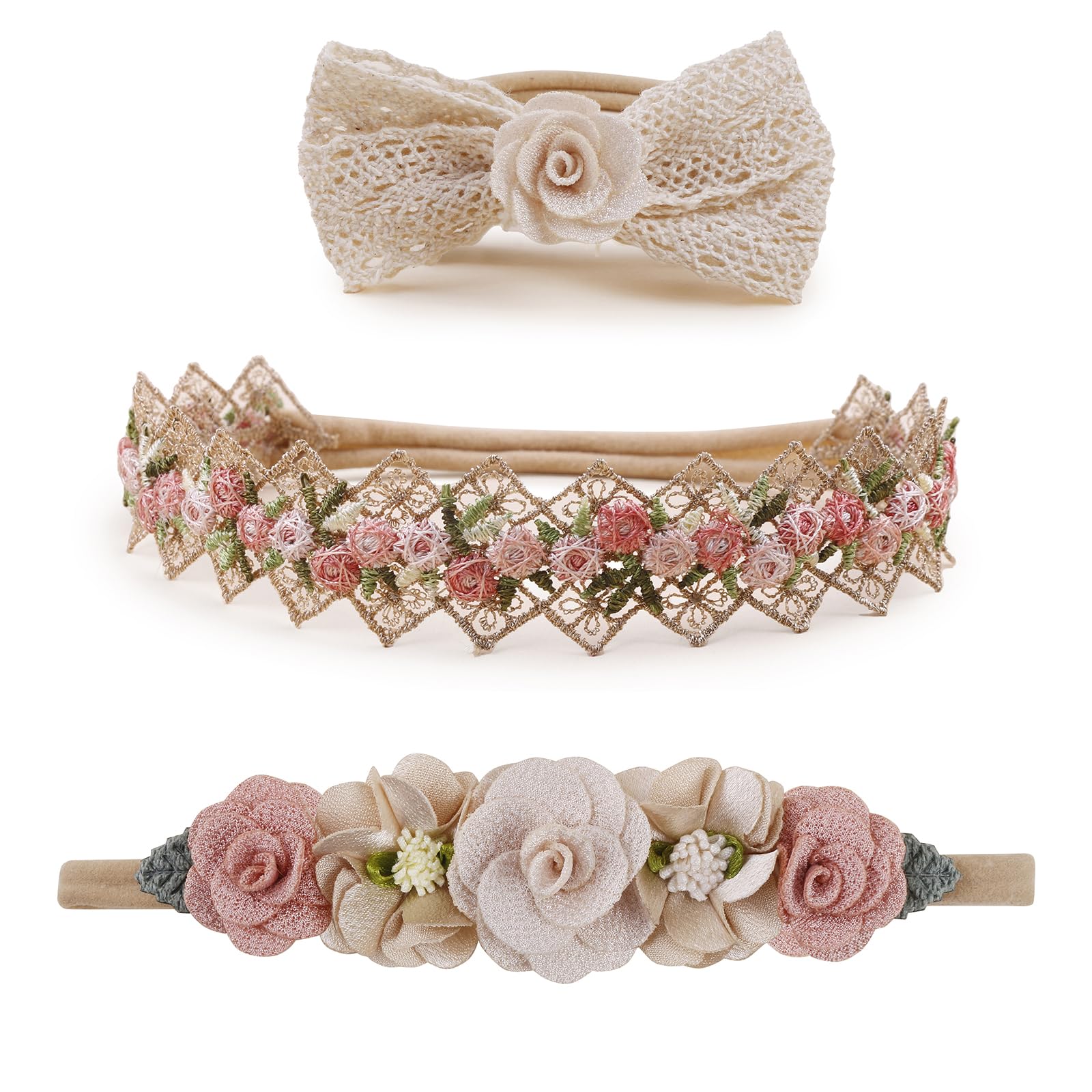 mligril baby girl floral headbands nylon headband with gentle stretch for comfort.