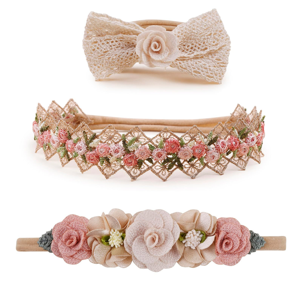 mligril baby girl floral headbands nylon headband with gentle stretch for comfort.