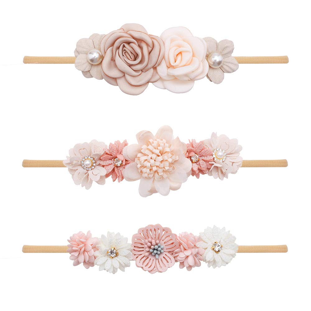 mligril baby girl headband with pink flower for everyday wear and photo moments