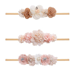 mligril baby girl nylon headbands with floral bows for newborns—soft, skin-friendly fit