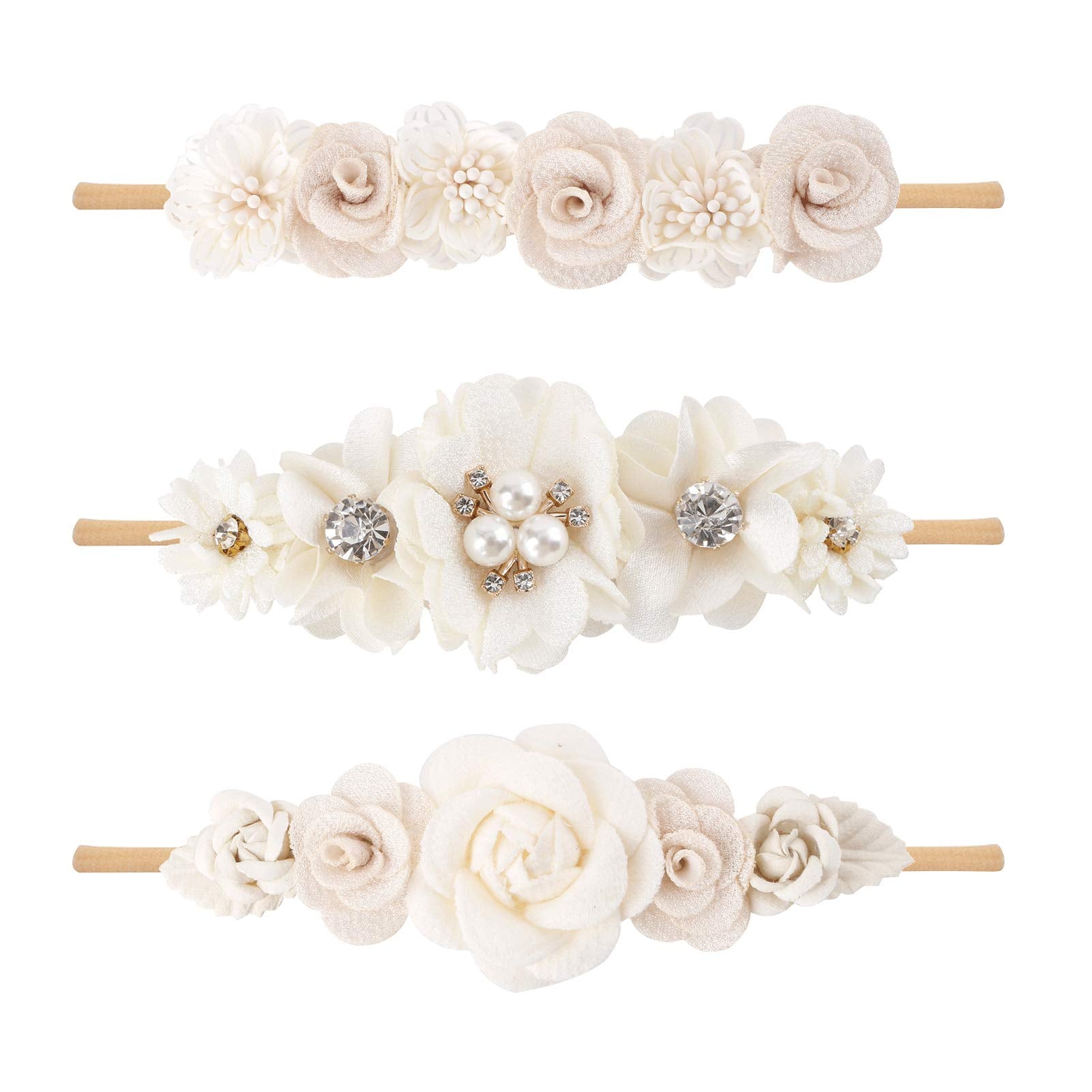 mligril baby headbands with flowers in close-up, ideal for photoshoots and birthdays