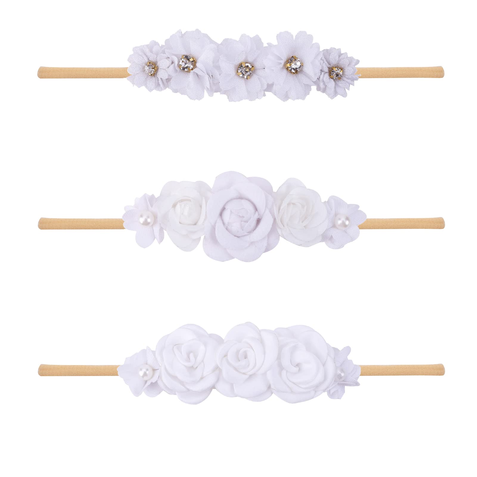 mligril baby headbands with flower bows 3pc set for adorable newborn photography
