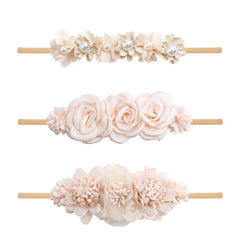 mligril baby nylon headbands with floral bows in 3pc set are soft and stretchy for daily wear