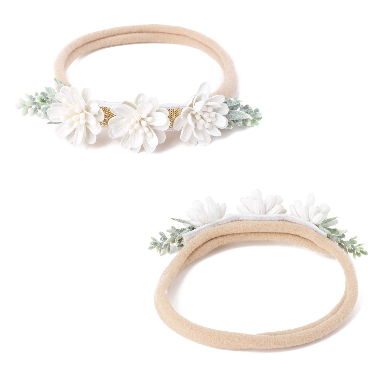 mligril baby shower photography accessory enhances festive family portraits with floral headbands.