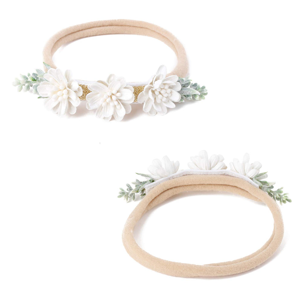 mligril baby shower photography accessory enhances festive family portraits with floral headbands.