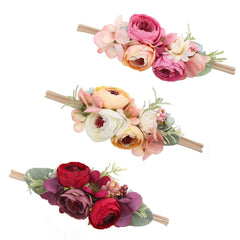 mligril floral headbands front view showing vibrant colors for baby photoshoots