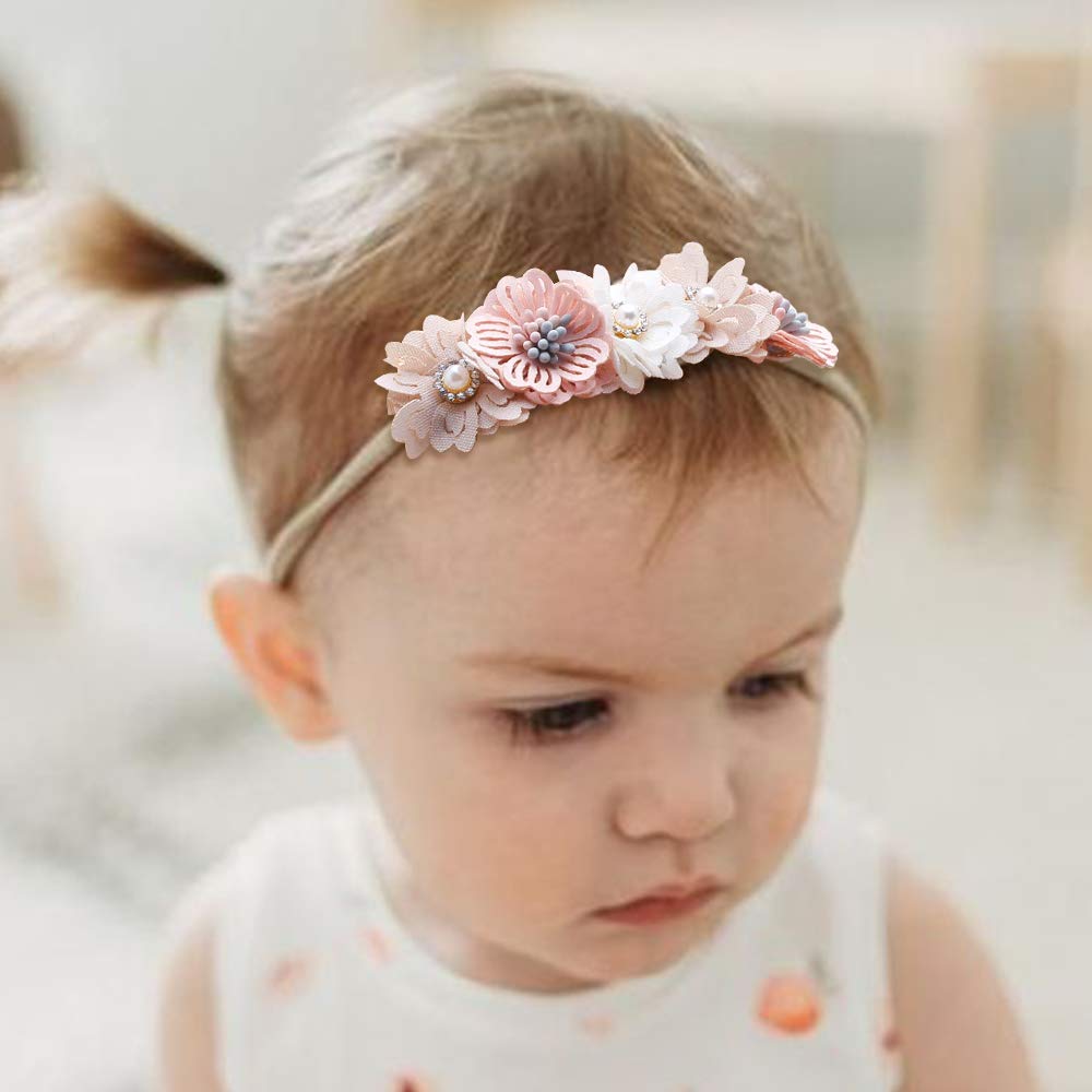 mligril flower bows headband closeup showing cute floral design