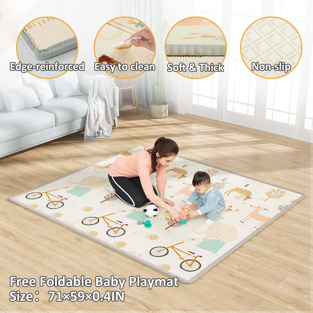 Mloong baby playpen suction cups stabilize the yard on smooth floors.
