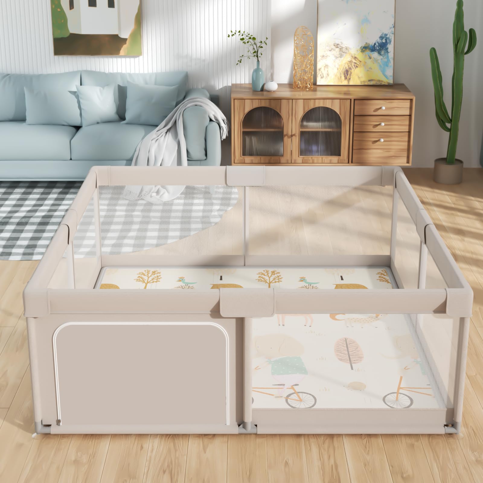Mloong breathable mesh side panel lets you monitor baby while playing