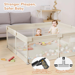 Mloong beige playpen includes storage bag for toys and essentials