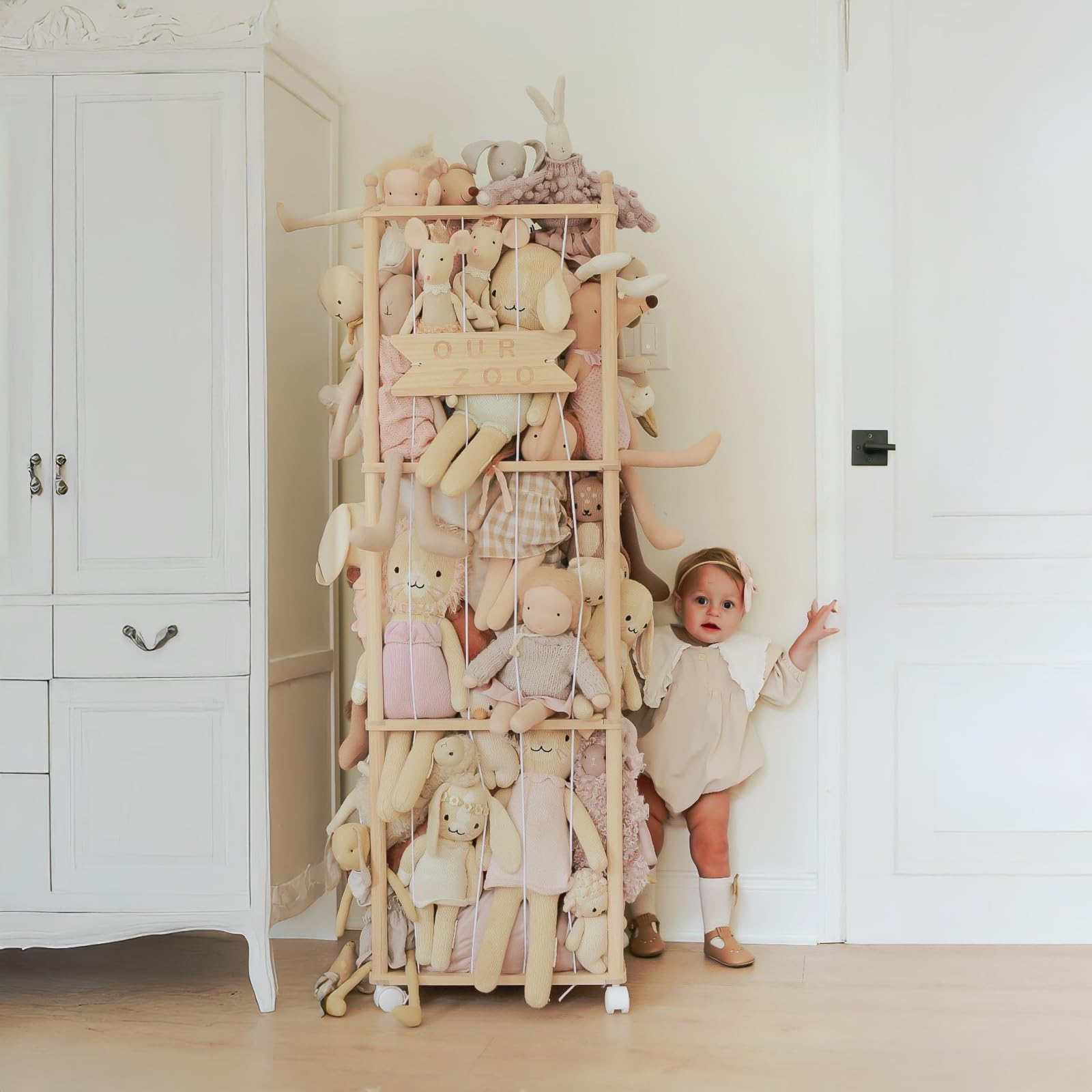Mloong stuffed animal holder for nursery playroom keeps toys off the floor