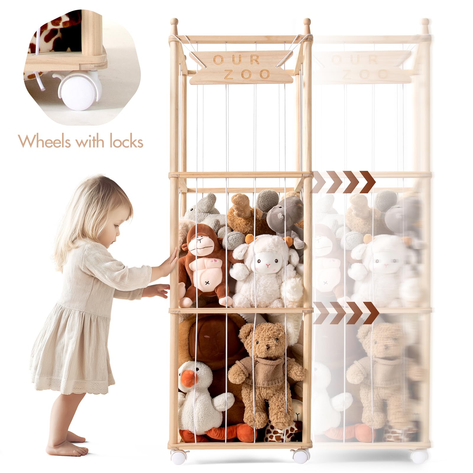 Mloong wood zoo storage assembly showcases sturdy, decorative toy organizer