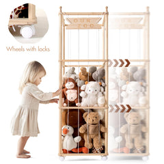 Mloong wood zoo storage assembly showcases sturdy, decorative toy organizer