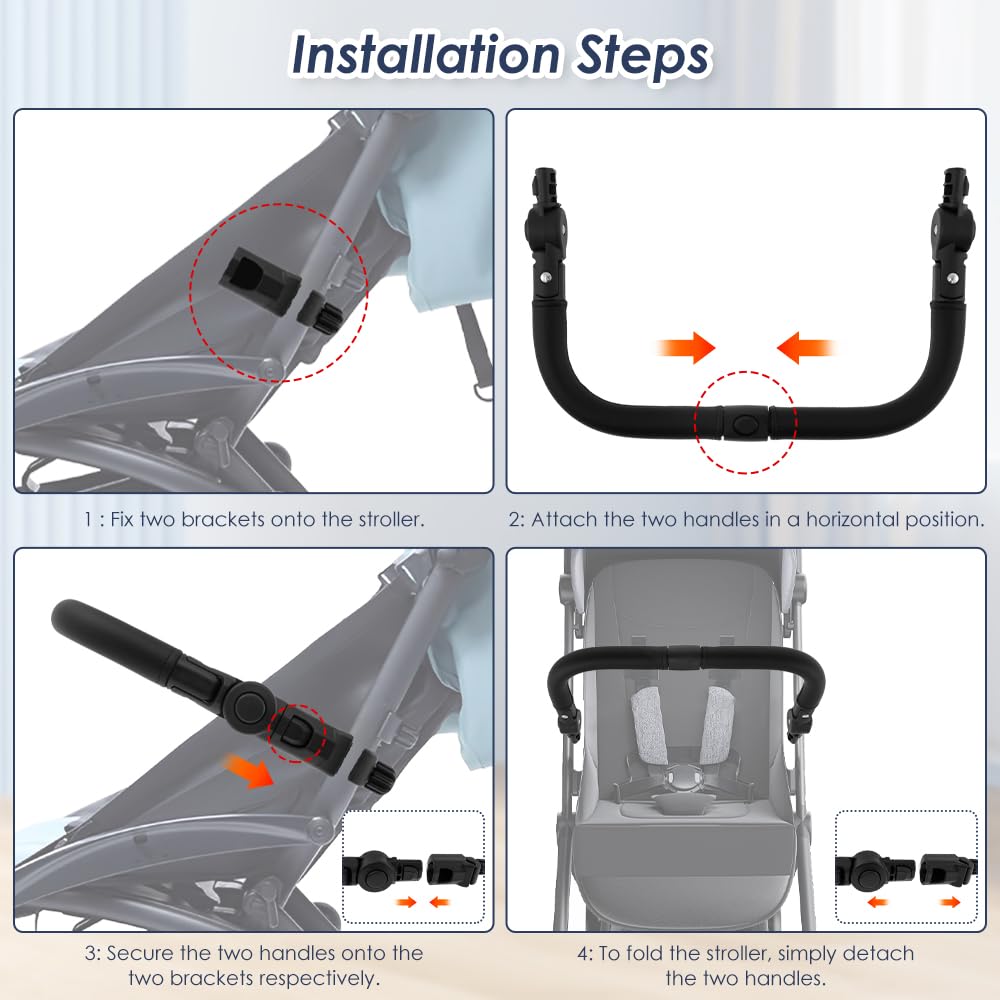 MLYNZXJSY universal stroller bar compatibility up to 41x33 cm.