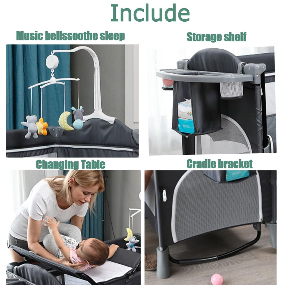 MMBABY breathable mesh crib design improves visibility and air flow