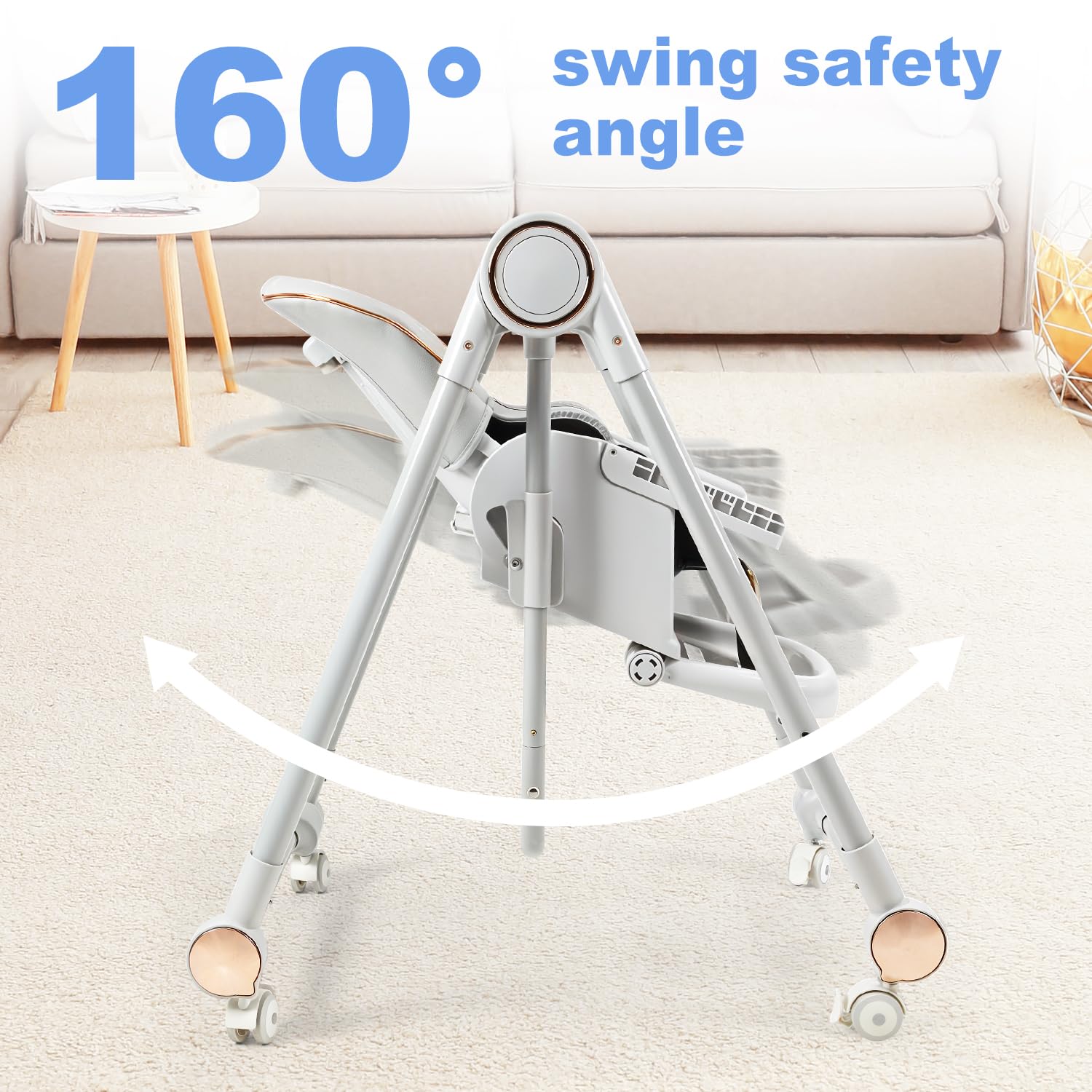 MMBABY high chair features a 5-point harness for secure seated positioning