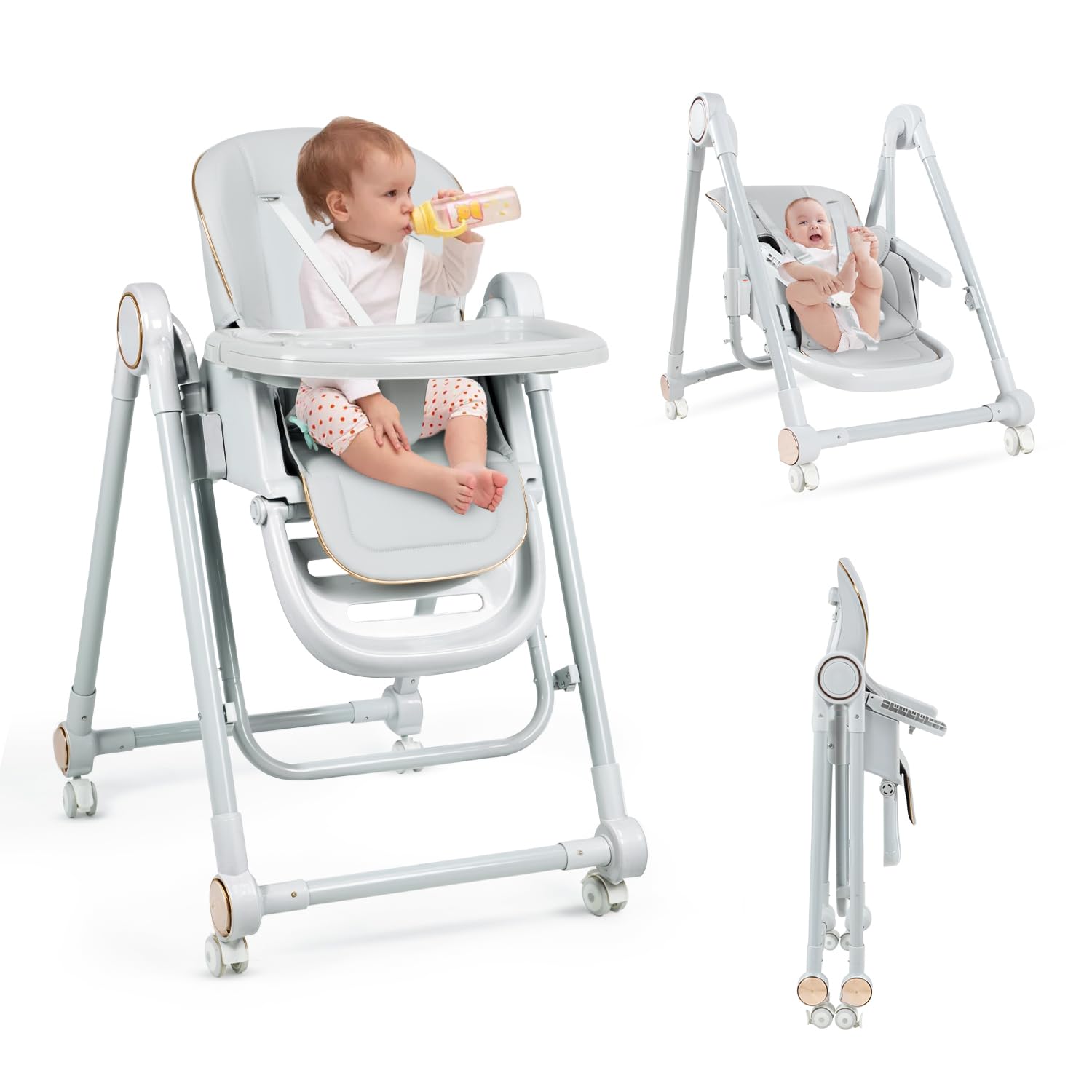 MMBABY high chair with adjustable height supports growing children for comfortable meals