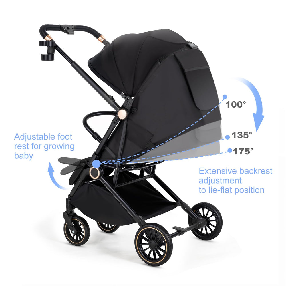 MMBABY stroller seat tilts for sleeping or lounging during walks