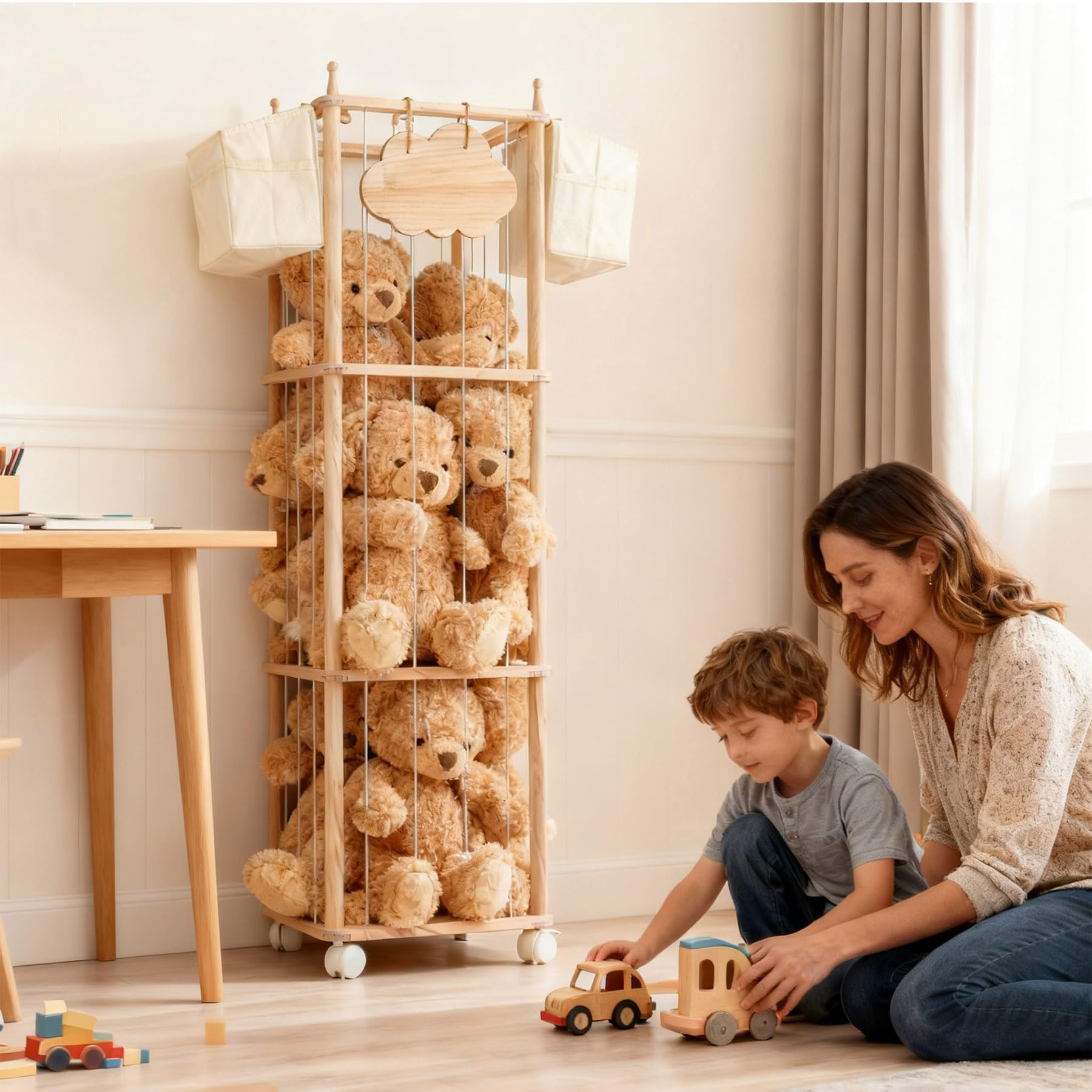 MMEEPO odorless pine wood surface offers a safe, burr-free touch for kids.
