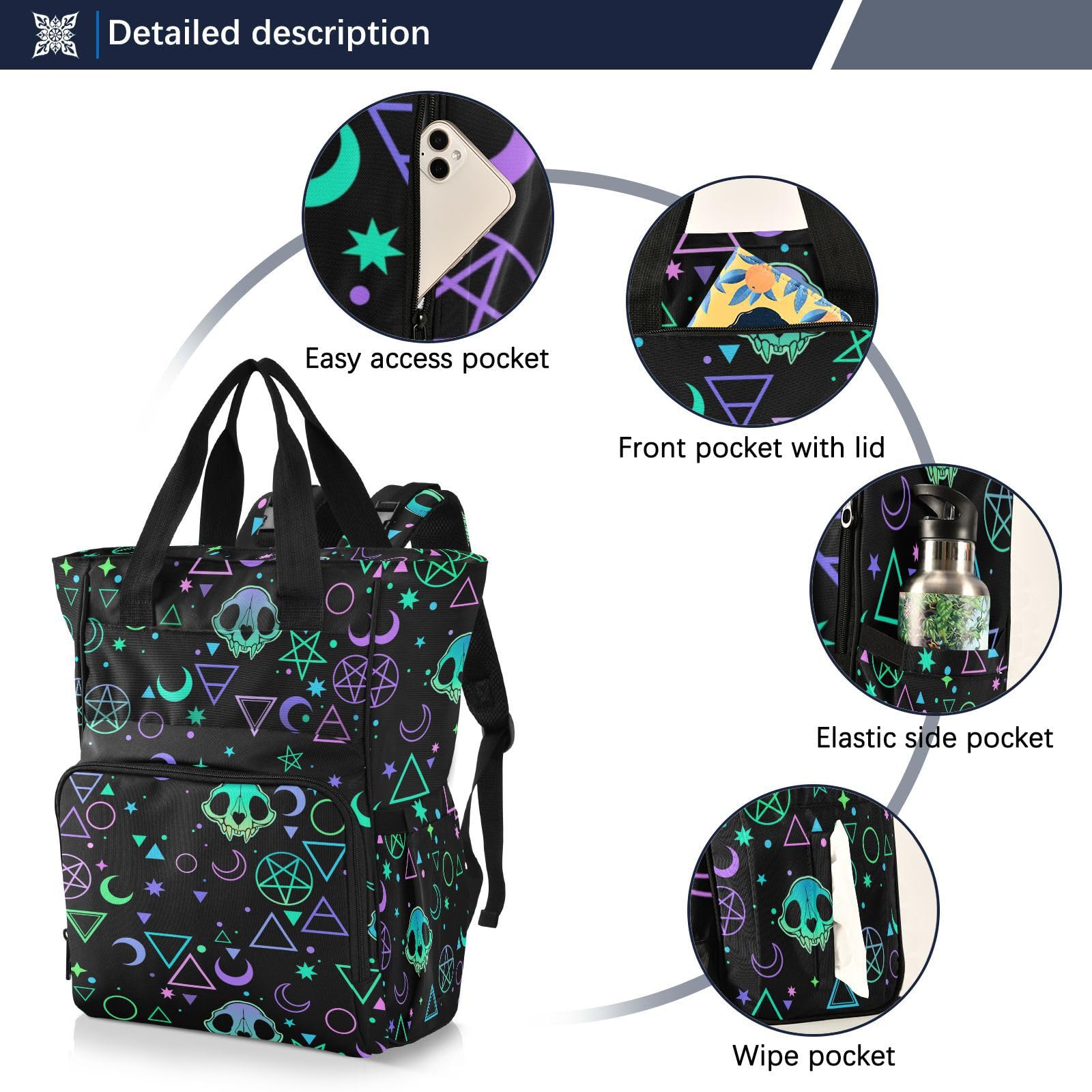 MNSRUU main-pocket-organization interior keeps diapers, bottles, and wipes neatly stored.