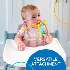 MÖBI Liinklz silicone tether offers chew-friendly surface for teething.