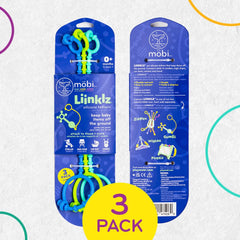 MÖBI Liinklz tether-car-seat clip secures toys for car rides.