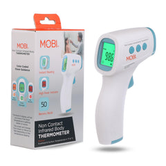 MOBI non-contact forehead thermometer front view for quick health screening