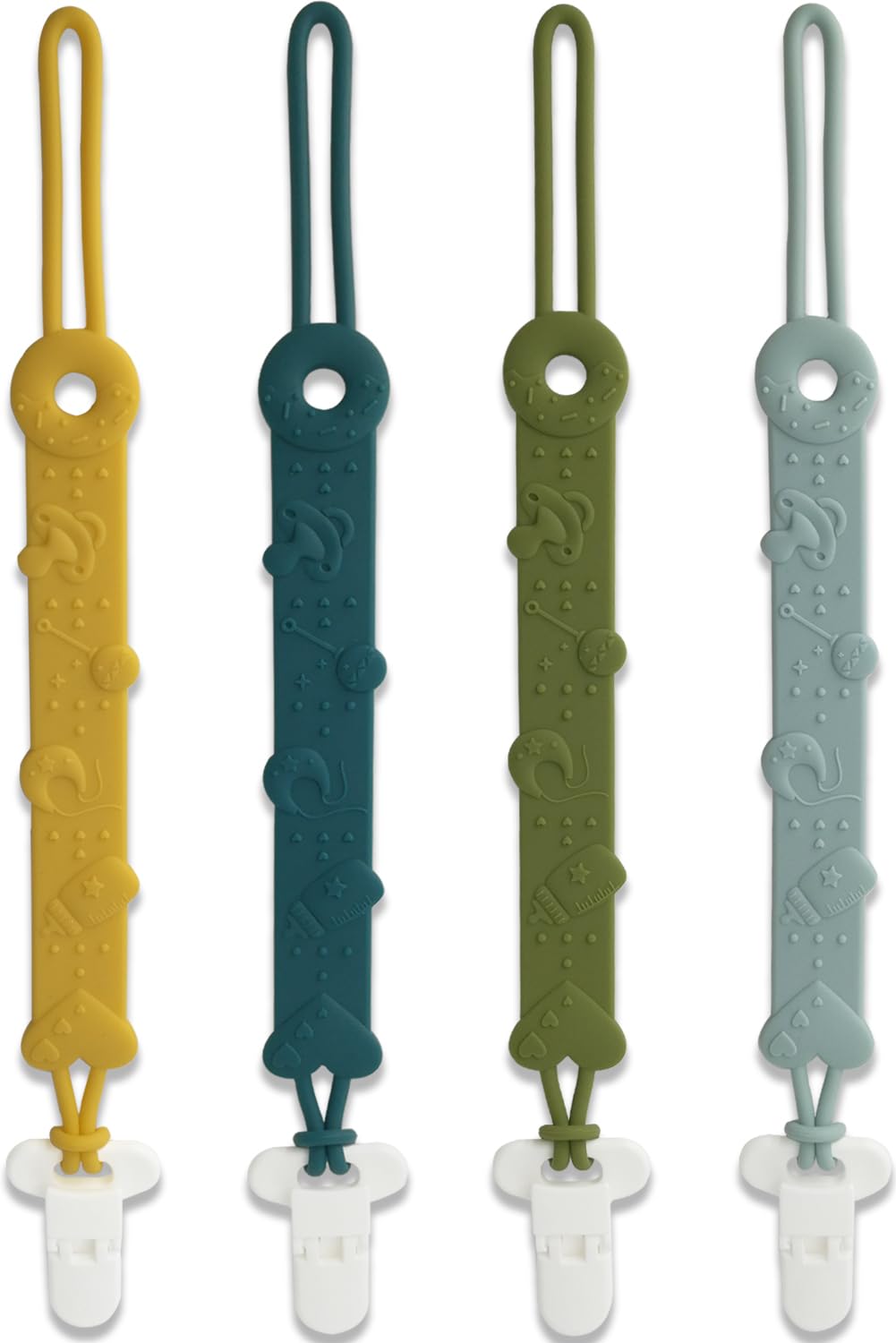 MOBU pacifier clip 4pack colors keeps pacifiers secure and accessible for busy parents.