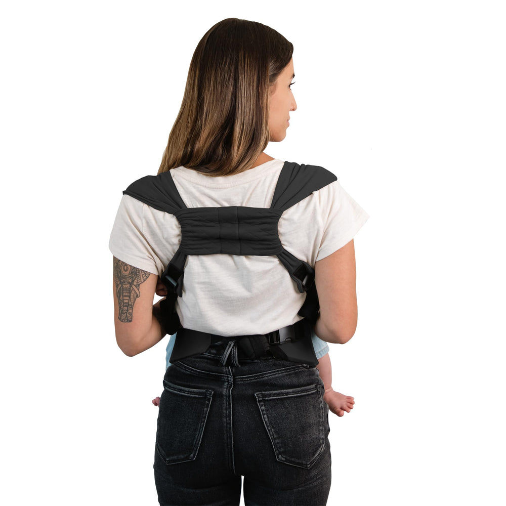 Moby Baby Duet buckles protected in a laundry bag during washing.