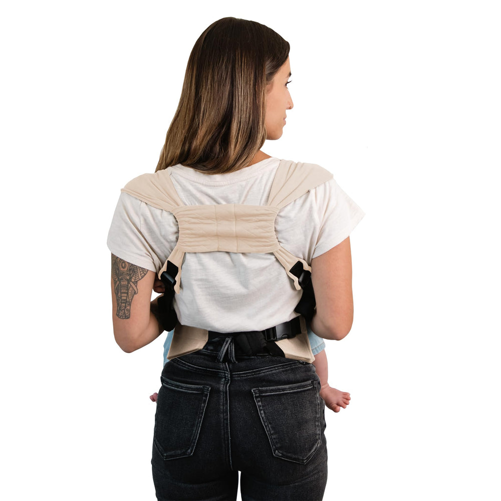 Moby Baby Duet Carrier care instructions illustrated for washing and maintenance.