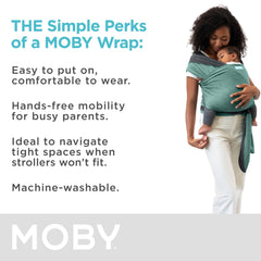 Moby wrap adjustable straps fit all body types for comfortable wear.