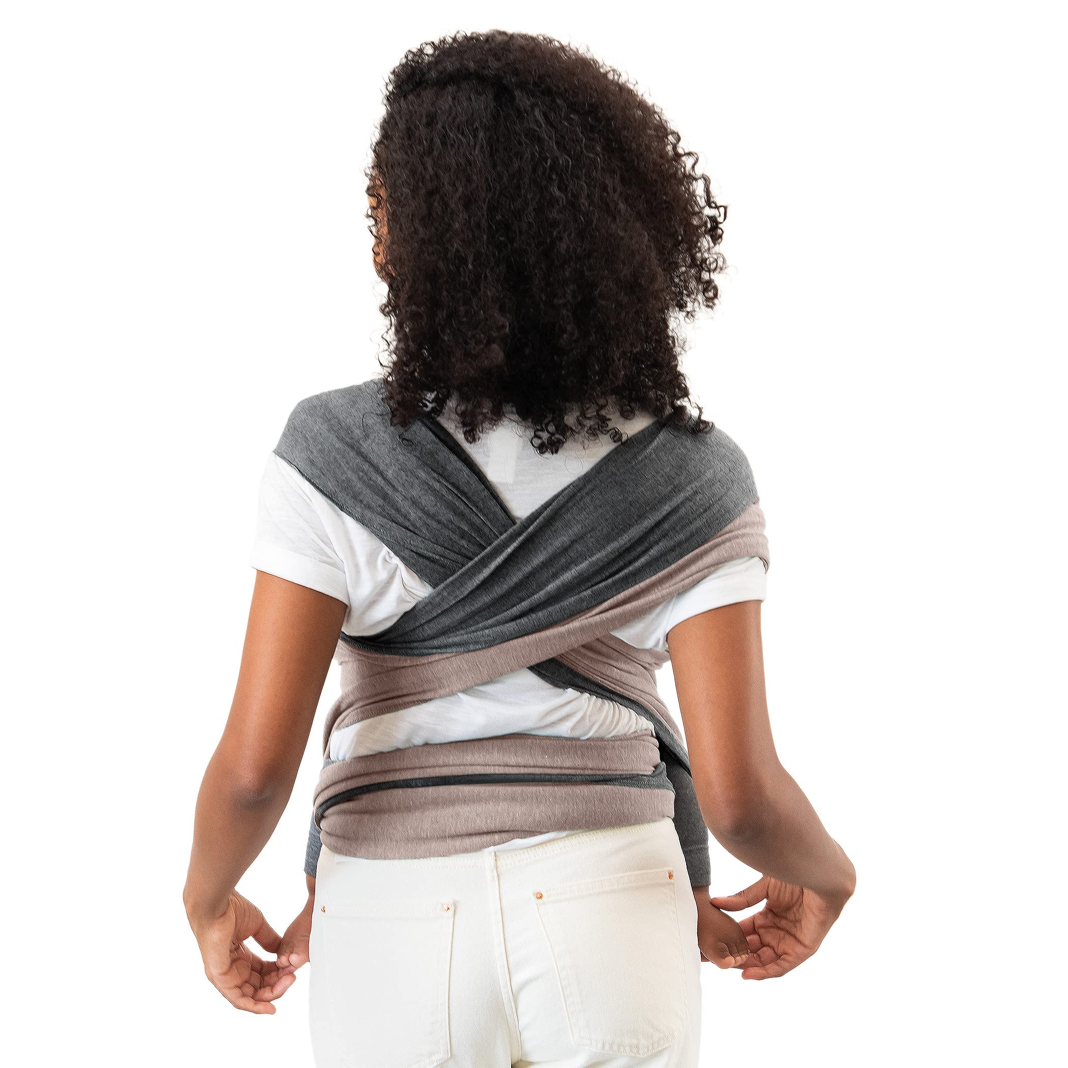Moby Baby Wrap newborn hug demonstration with secure, snug fabric wrap.