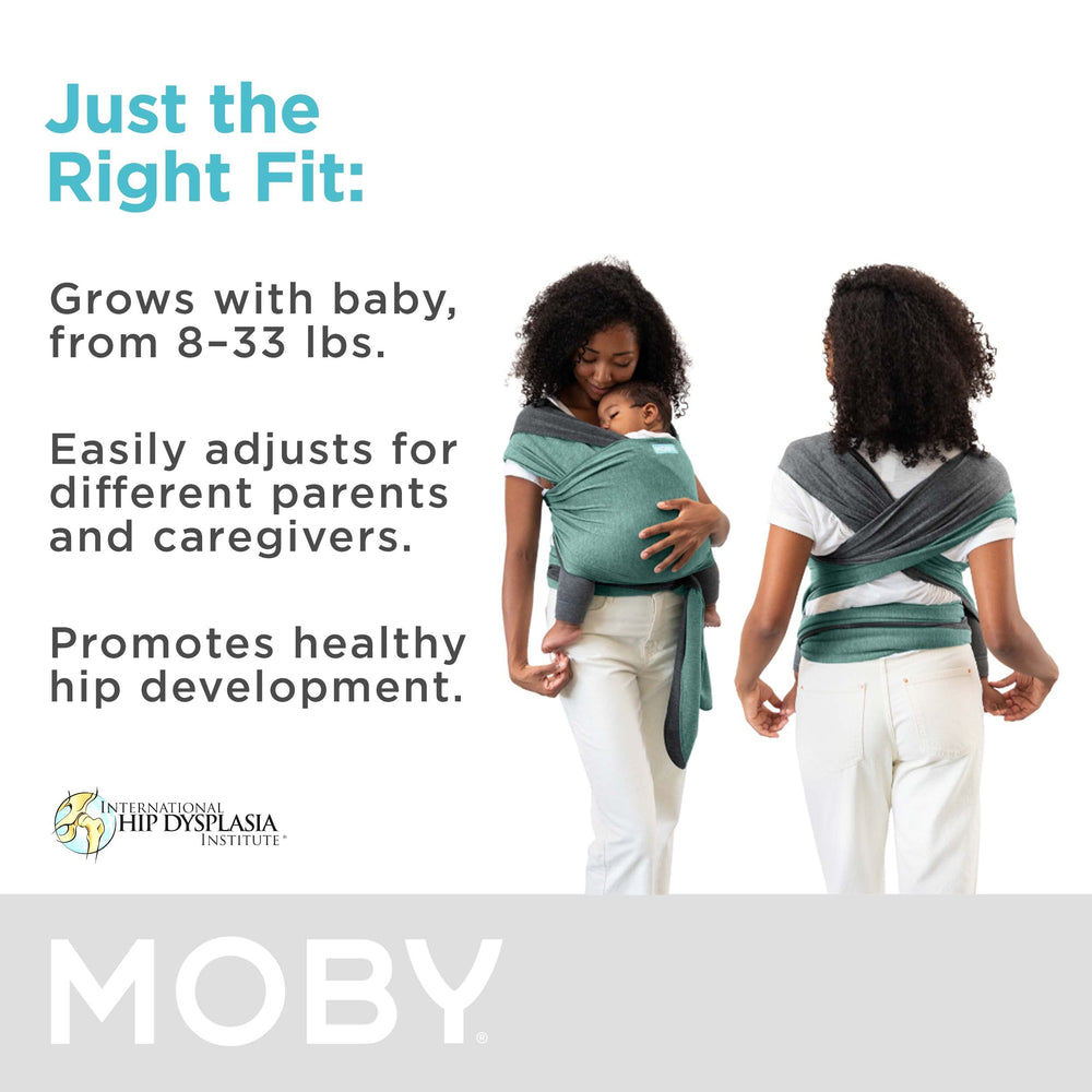 Moby wrap portable design highlights ultra-lightweight feel for on-the-go hands-free use.