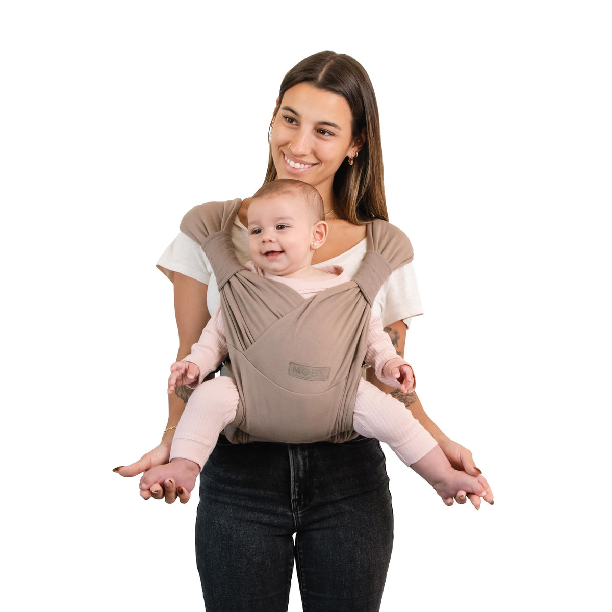 Moby Duet inward narrow position provides snug support for small infants.