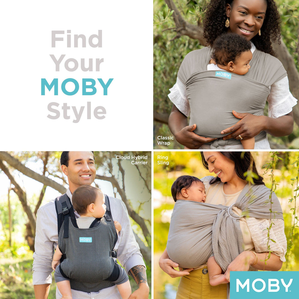 Moby Featherknit baby wrap lightweight fabric enables easy all-day wear