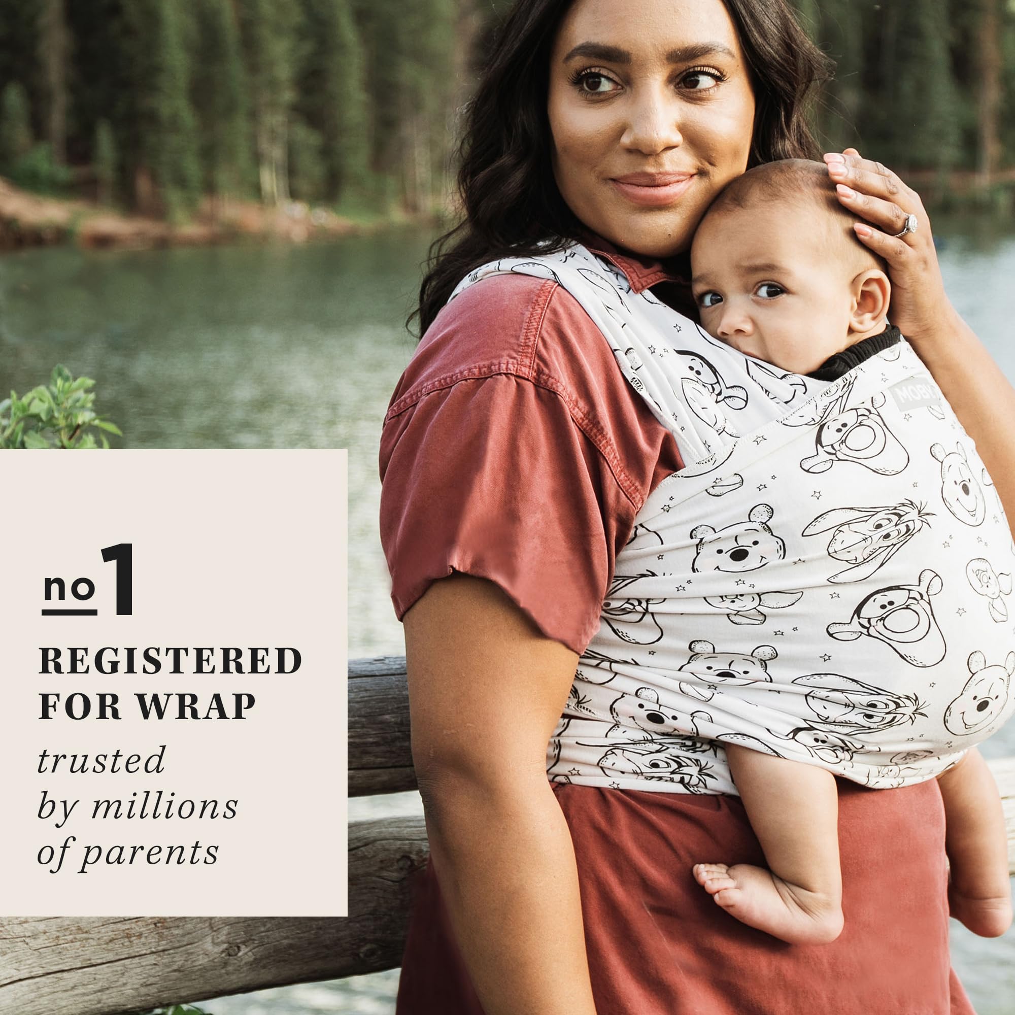 Moby Featherknit wrap options showing varying carrying styles for growing babies.