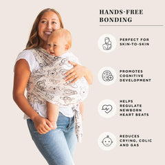 Moby Featherknit wrap snug newborn pose for secure bonding.