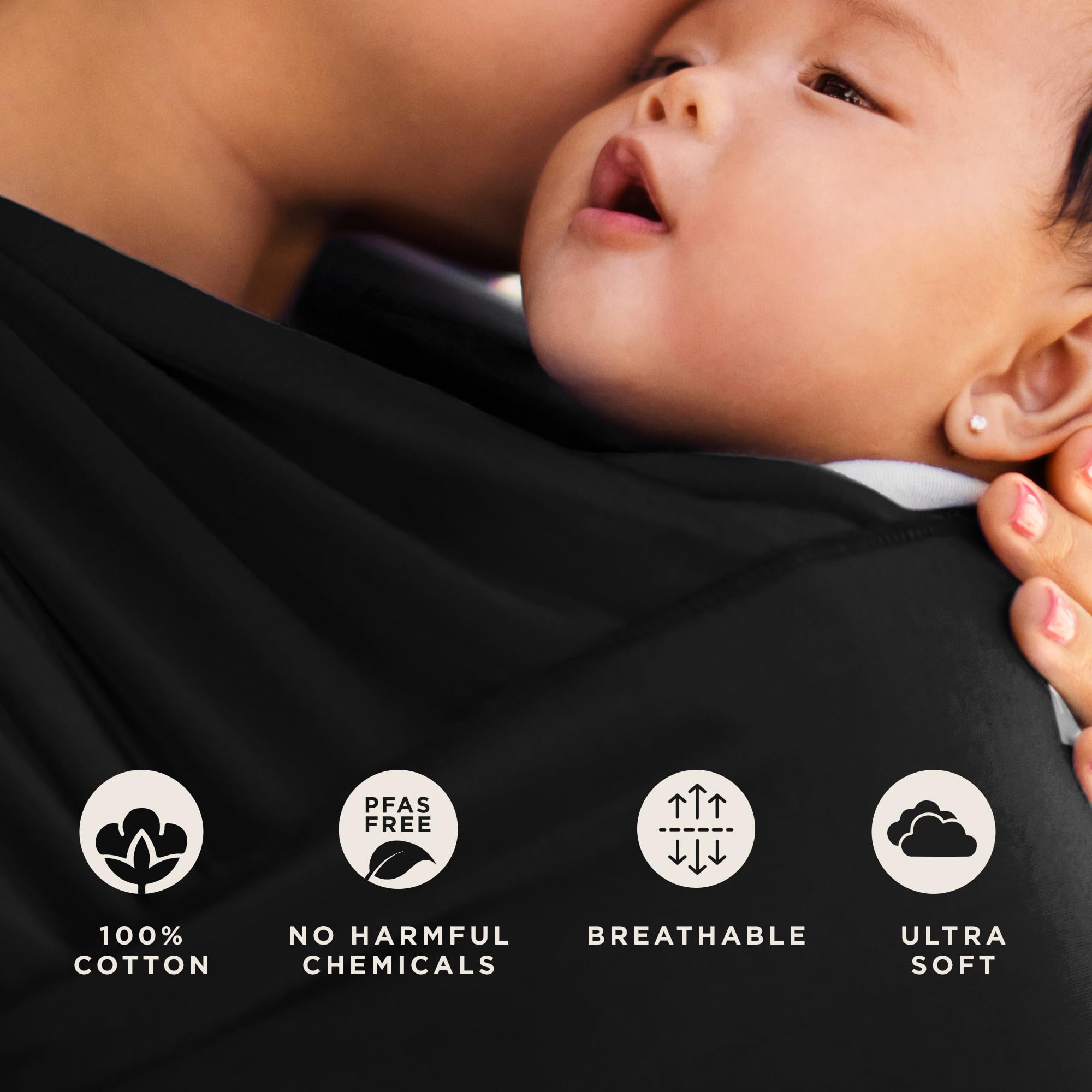 Moby Wrap distributes weight across back and shoulders for balanced support.