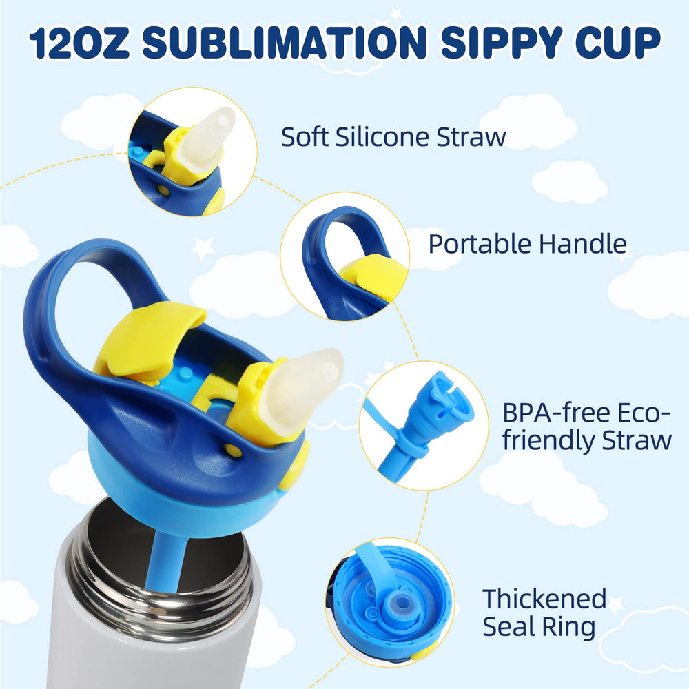 Mocaru Kids Sublimation Tumbler lid close-up showing one-click straw feature