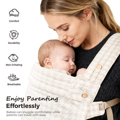 MOCKPOSE Baby Carrier shows ergonomic M-seat supporting newborn hips and spine health.