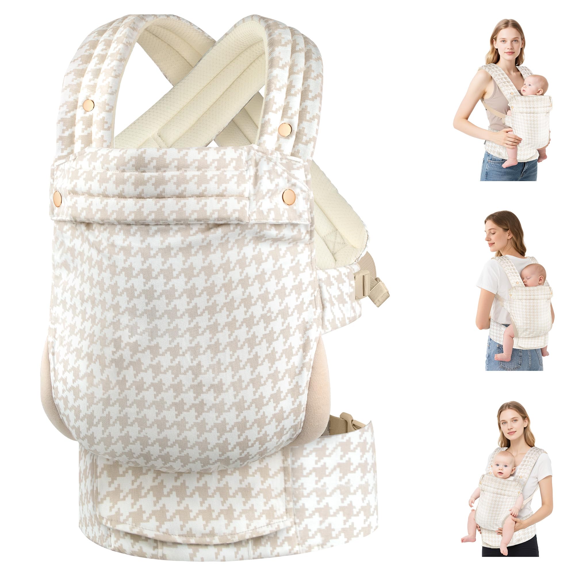 MOCKPOSE Baby Carrier worn by caregiver for comfortable hands-free bonding with baby.
