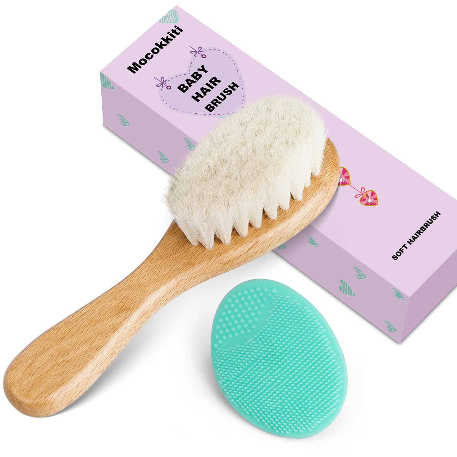 Mocokkiti green silicone cradle-cap brush for safe cradle cap cleansing