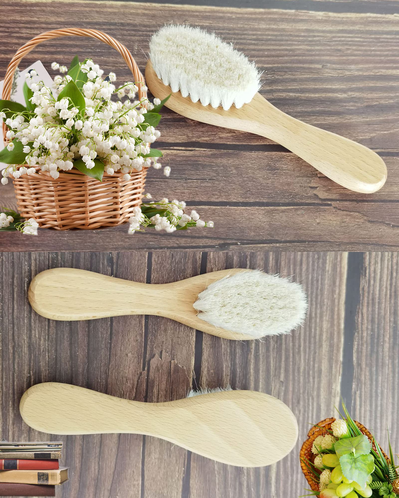 Mocokkiti soft bristle brush on baby head provides gentle touch