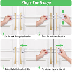 Modacraft lock installed on a cabinet handle without tools for easy setup.