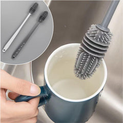 MODADOG silicone bottle brush with long handle, angled view for easy reach into bottles