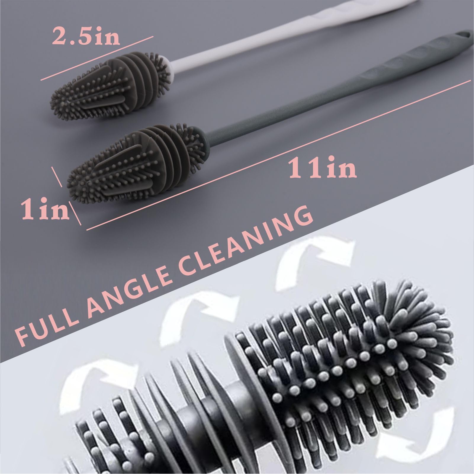 MODADOG silicone bottle brush in action inside a bottle, reaching corners
