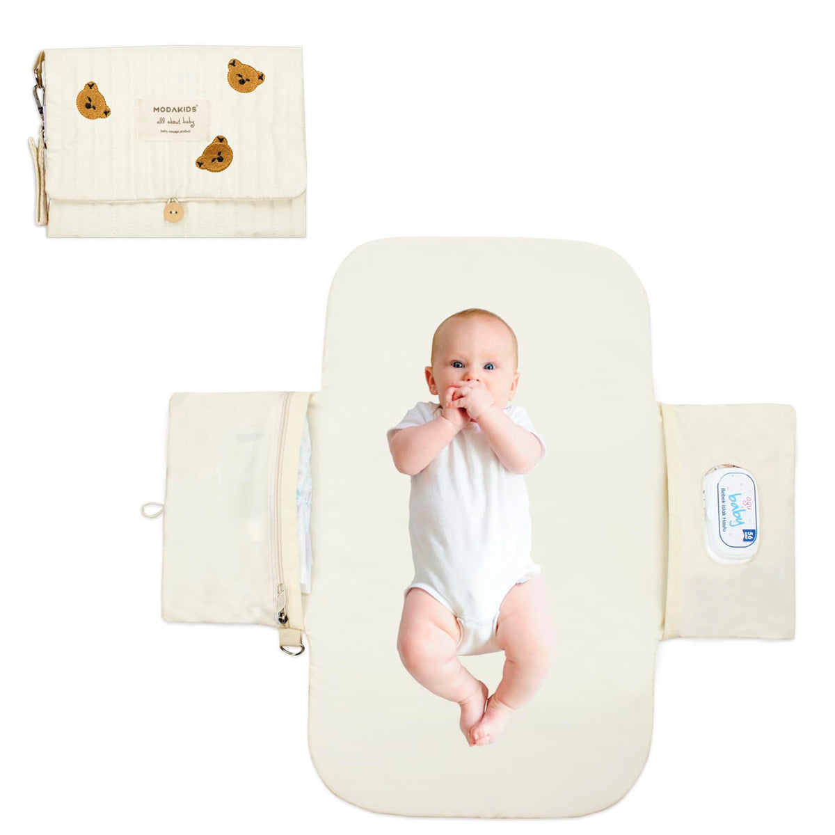 MODAKIDS portable diaper changing pad bear fold design for on-the-go changes