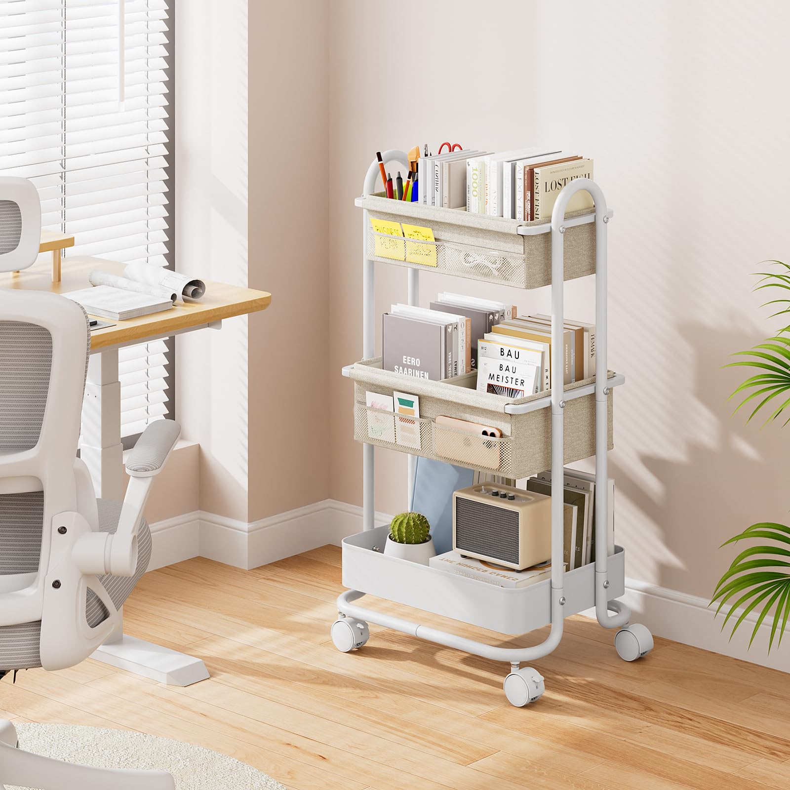 Modanais baby diaper caddy cart in-use shows versatile storage for toys, clothes, or books.